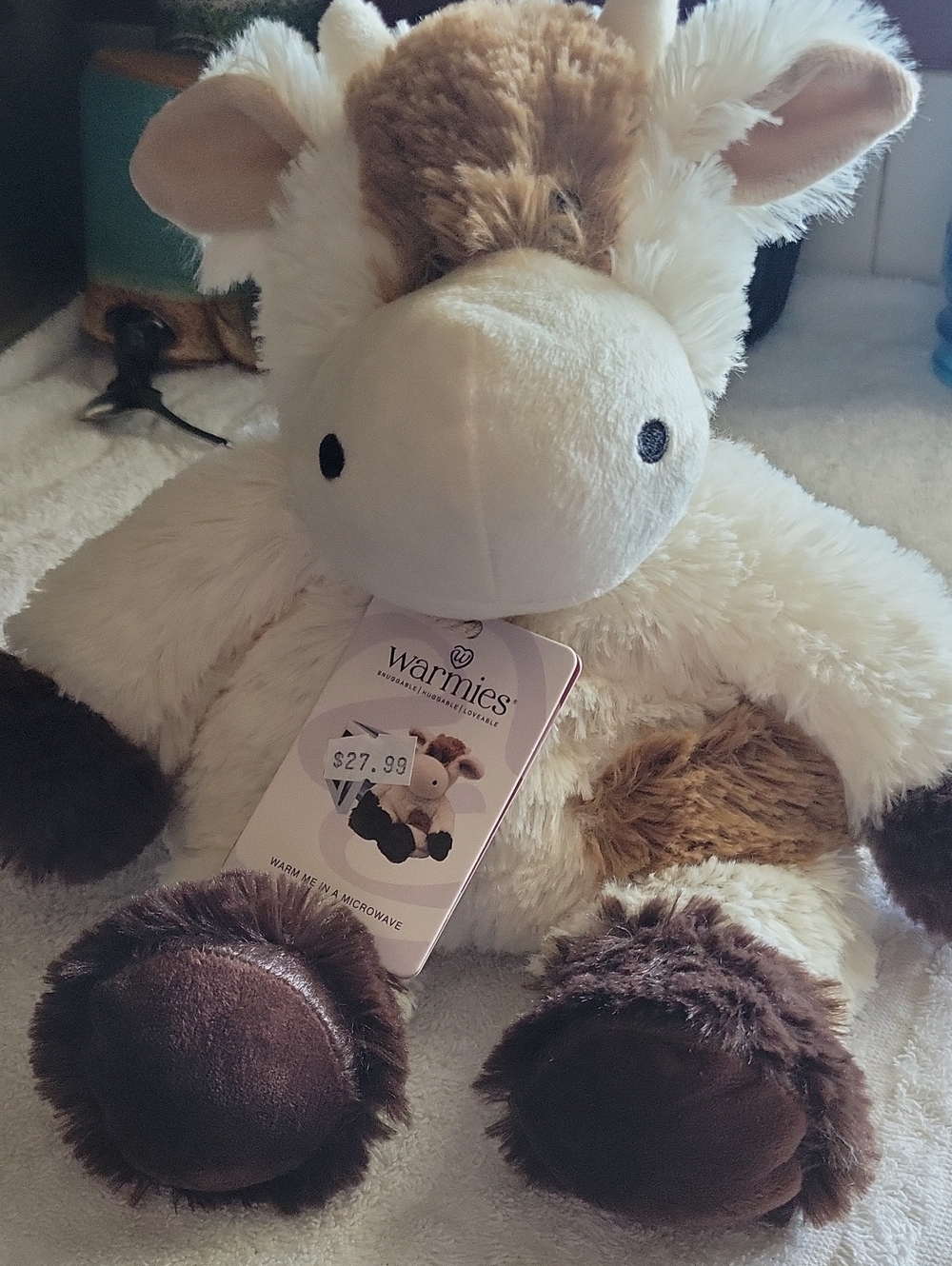 Warmies,Warm Plush Cow Comfort Buddy in Cream & Brown